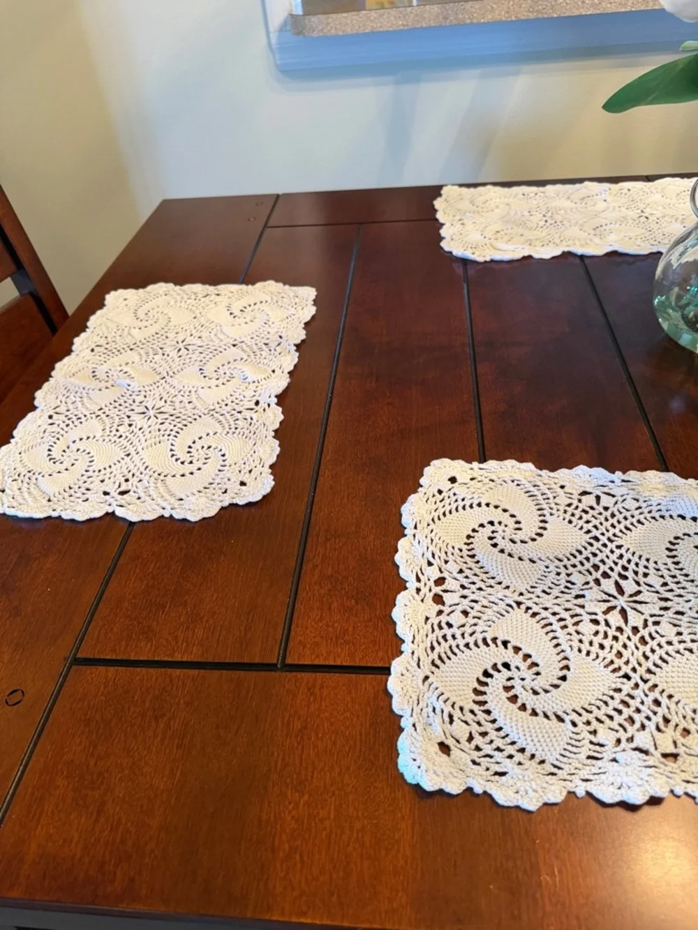 Handmade White Crochet Placemats for Twelve